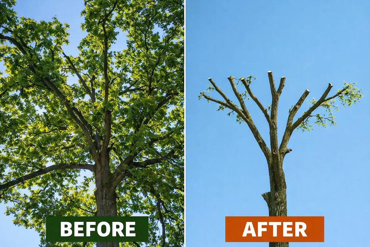 Tree Purningbefor after Okland urban tree care