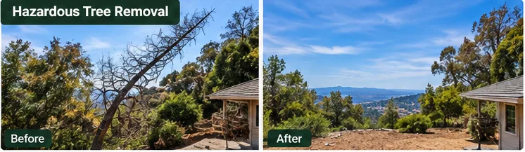 Tree removal in the Oakland Hills, CA